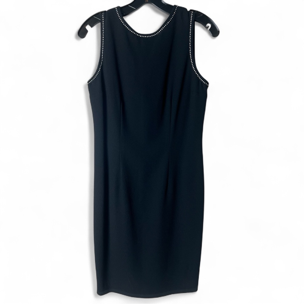 Liz‎ Claiborne - Women’s Rhinestone Trim Sheath Mini Dress Black LBD - Sz. 6